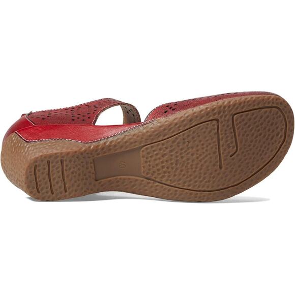 L’Artiste by Spring Step Womens Americana Wedge Mary Jane Shoe -- Red, 35M NEW - Picture 3 of 5